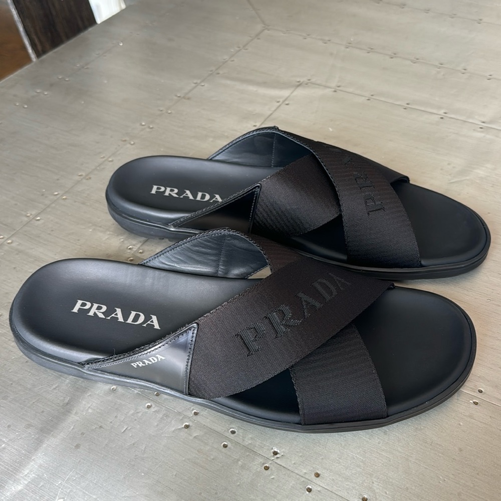 PRADA Black Crisscross Sandals. NEW IN BOX US9 - Picture 2 of 11